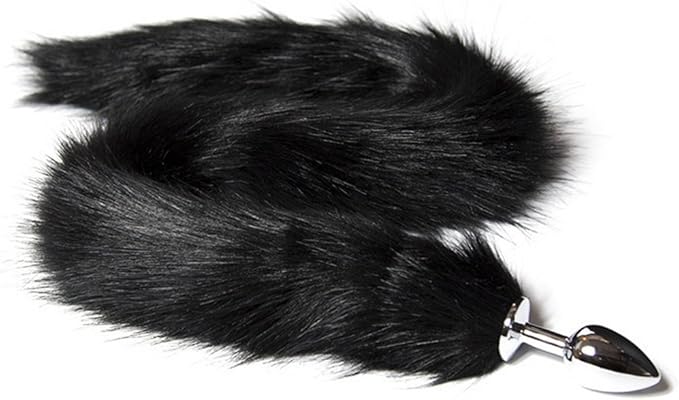 31.5inches Long Fox Tail Butt Plug Anal Plug Animal Tail Role Play Sex Toys Flirting Tools for Couples Black