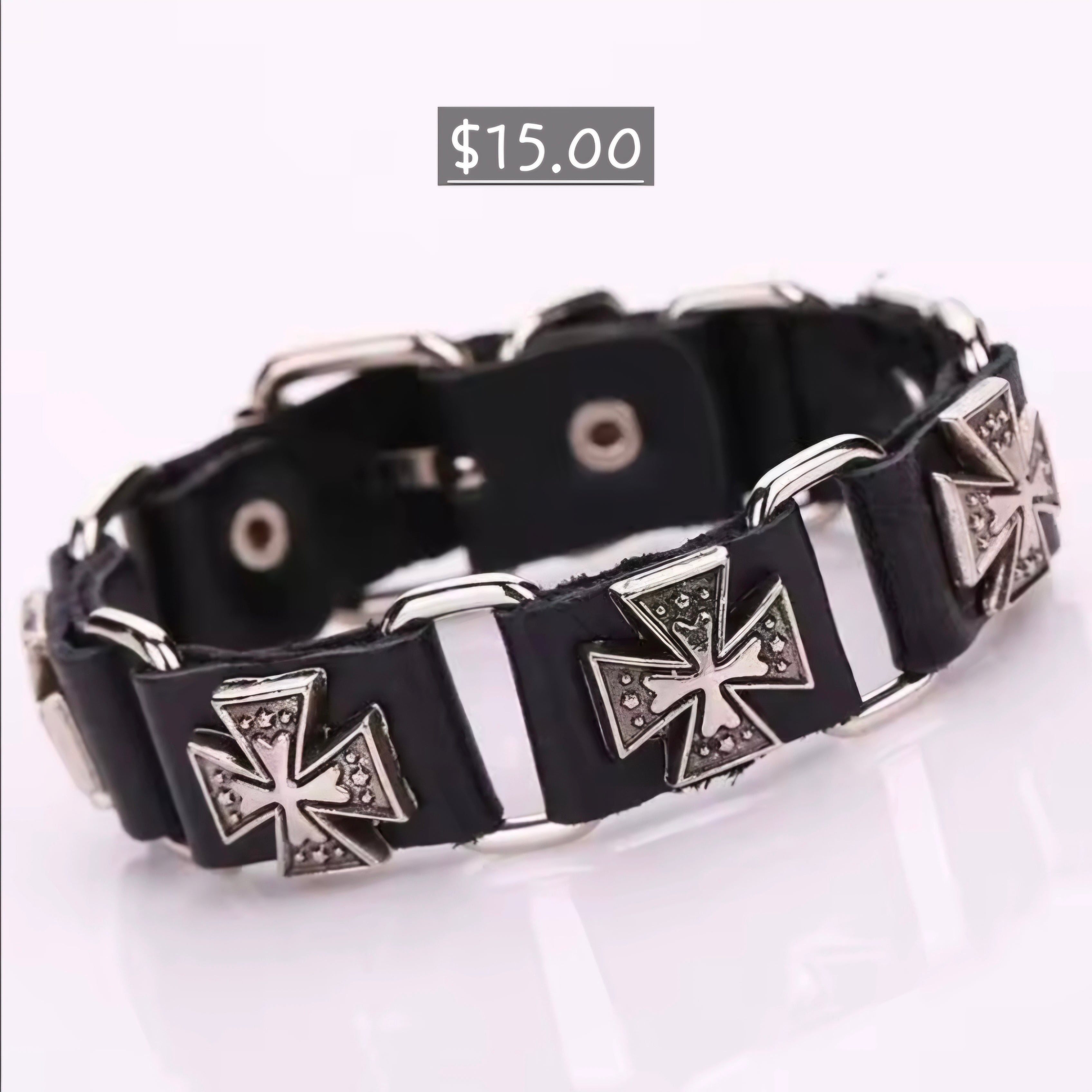 Biker Maltese Cross Bracelet