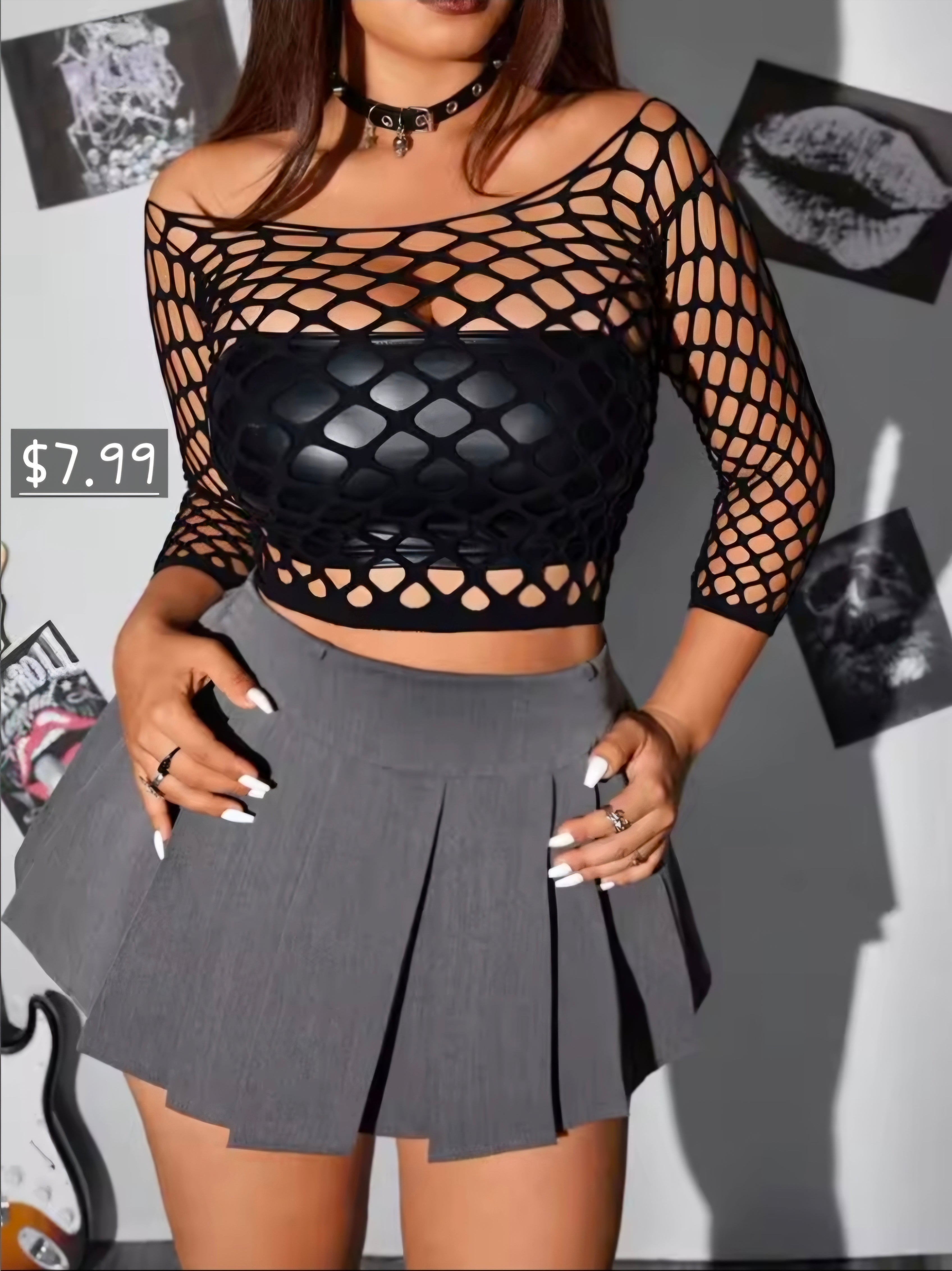 Fish Net Top Long Sleeve ( Halter not included)