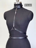 FOUX LEATHER CHOKER & BODY HALTER