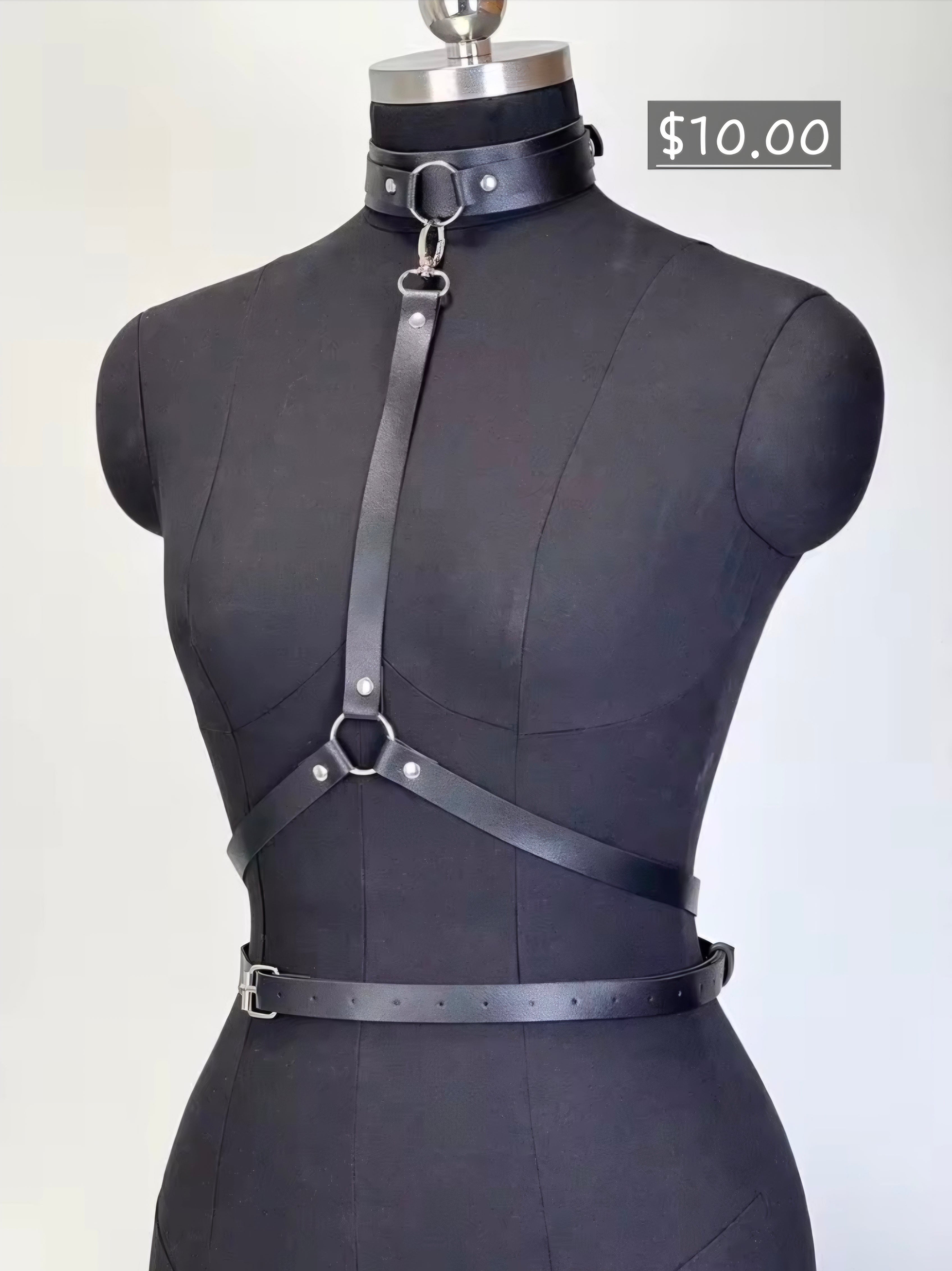 FOUX LEATHER CHOKER & BODY HALTER