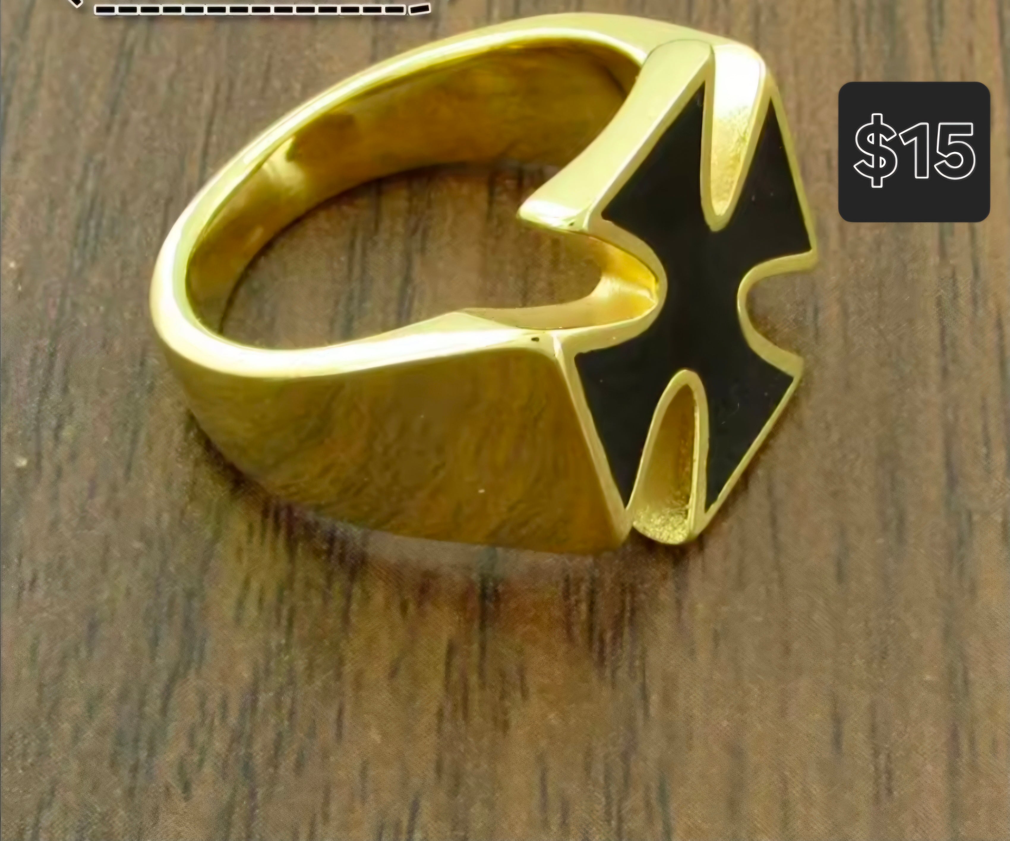 Gold Plated Maltese Cross Ring ( Only size 8 Left )